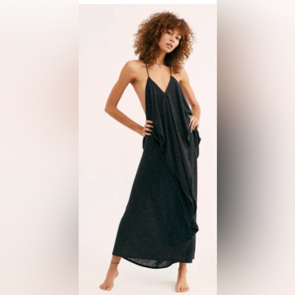 NWOT Free People Beach Positano Maxi Dress In Marled Charcoal Size XS